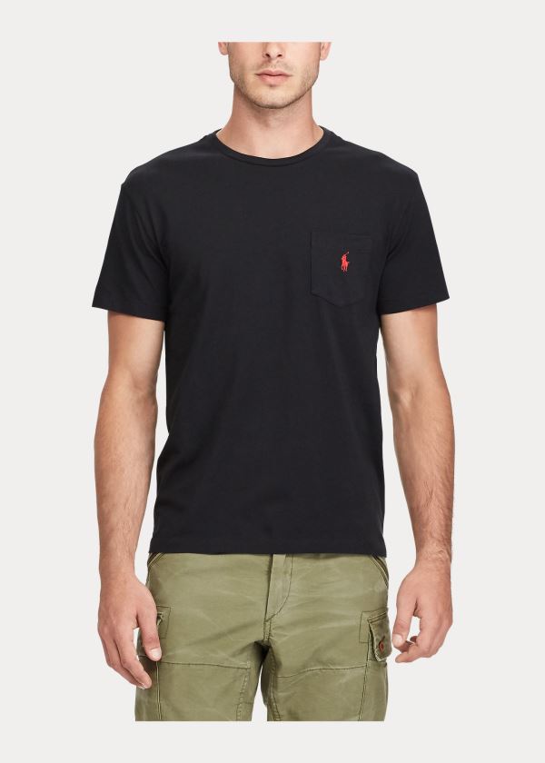 Koszulki Ralph Lauren Classic Fit Pocket T-Shirt Męskie Czarne | ENDC8490