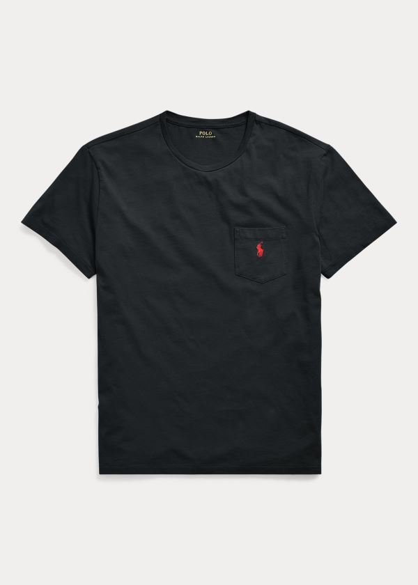 Koszulki Ralph Lauren Classic Fit Pocket T-Shirt Męskie Czarne | ENDC8490