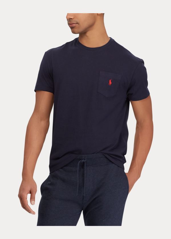 Koszulki Ralph Lauren Classic Fit Pocket T-Shirt Męskie Granatowe | RJYJ2326