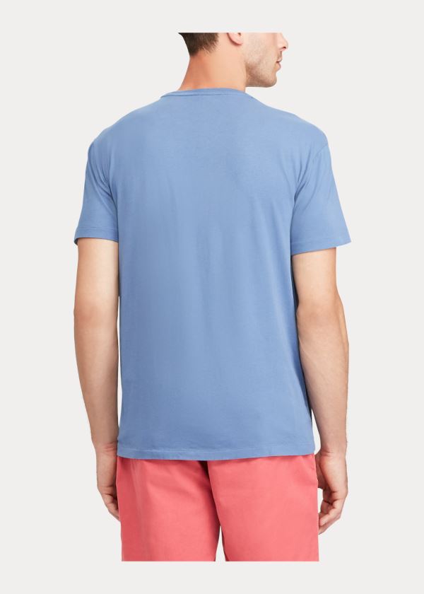 Koszulki Ralph Lauren Classic Fit Pocket T-Shirt Męskie Niebieskie | ZDUS6243