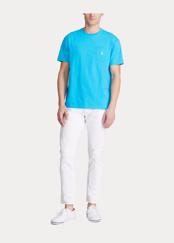 Koszulki Ralph Lauren Classic Fit Pocket T-Shirt Męskie Niebieskie | UEDB2918