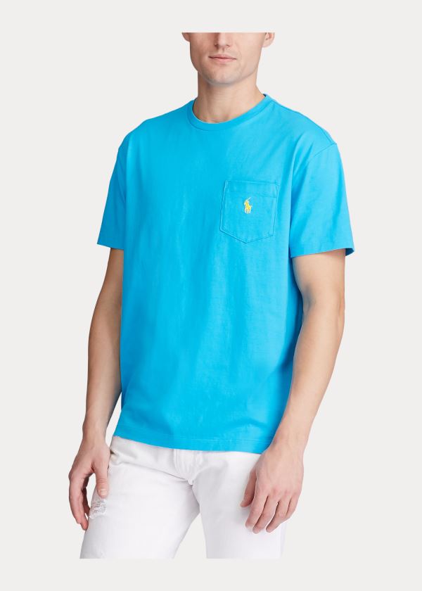 Koszulki Ralph Lauren Classic Fit Pocket T-Shirt Męskie Niebieskie | UEDB2918