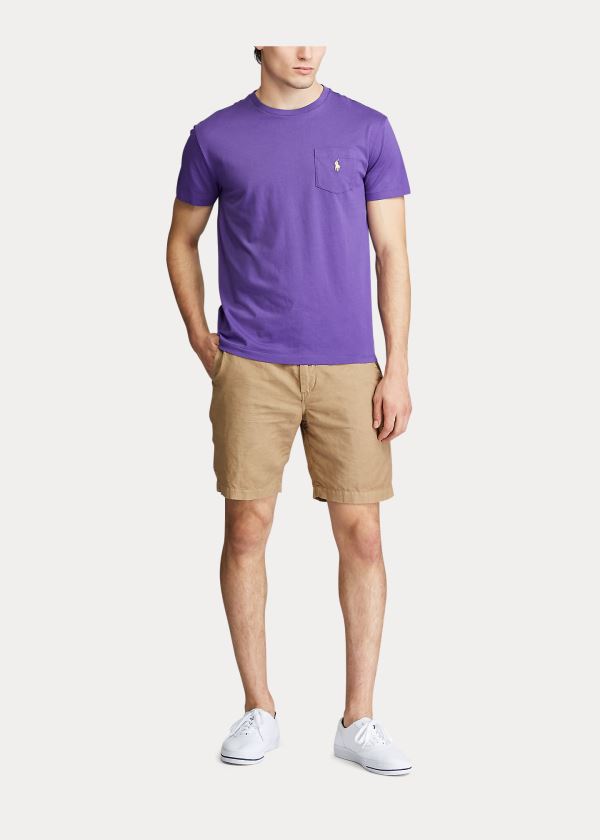 Koszulki Ralph Lauren Classic Fit Pocket T-Shirt Męskie Fioletowe | EFEX9038