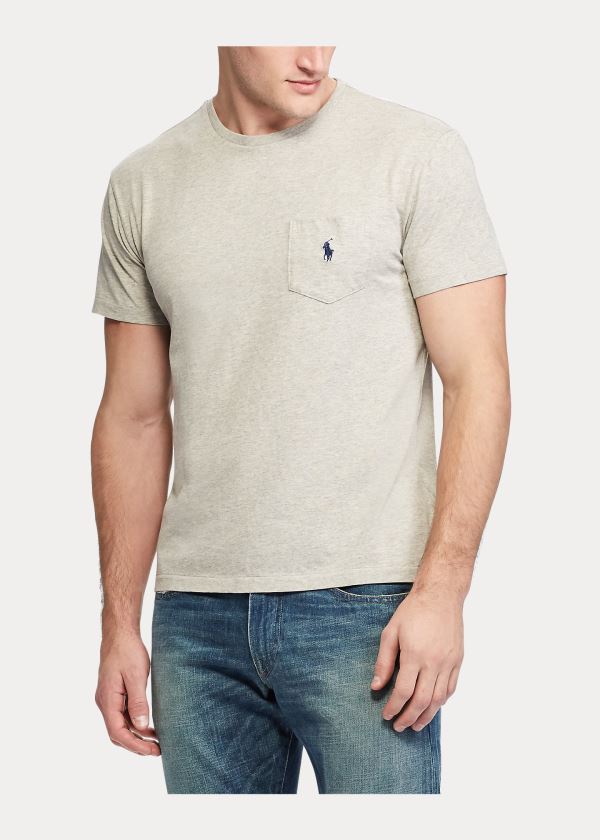 Koszulki Ralph Lauren Classic Fit Pocket T-Shirt Męskie Szare | EWJA1522