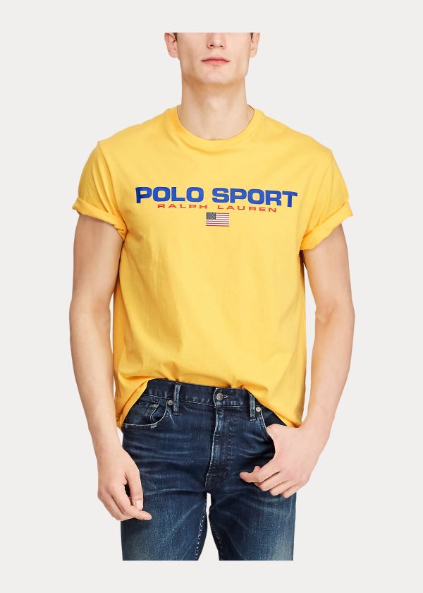 Koszulki Ralph Lauren Classic Fit Polo Sport T-Shirt Męskie Żółte | MAMN7373