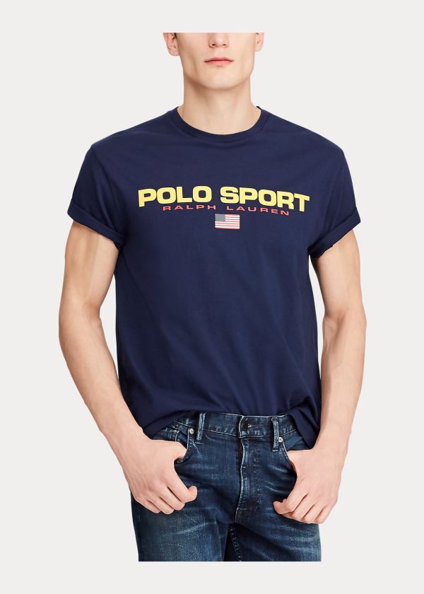 Koszulki Ralph Lauren Classic Fit Polo Sport T-Shirt Męskie Granatowe | IVOW3819