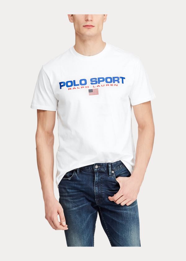 Koszulki Ralph Lauren Classic Fit Polo Sport T-Shirt Męskie Białe | HDGW9630