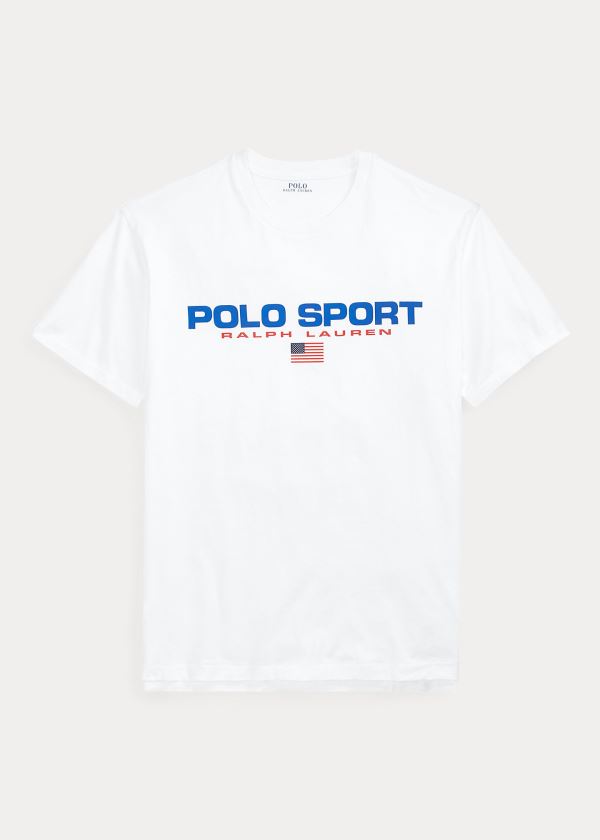 Koszulki Ralph Lauren Classic Fit Polo Sport T-Shirt Męskie Białe | HDGW9630