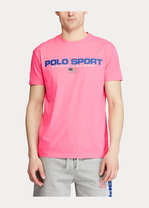 Koszulki Ralph Lauren Classic Fit Polo Sport T-Shirt Męskie Różowe | MECV6040