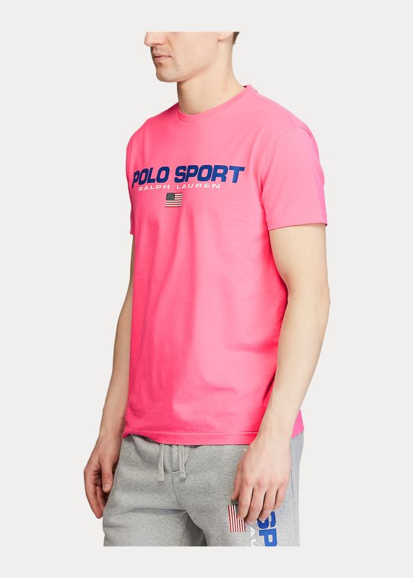 Koszulki Ralph Lauren Classic Fit Polo Sport T-Shirt Męskie Różowe | MECV6040