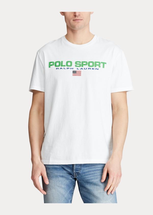 Koszulki Ralph Lauren Classic Fit Polo Sport T-Shirt Męskie Białe | OWDA6577