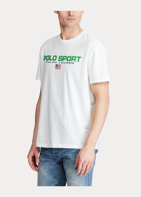 Koszulki Ralph Lauren Classic Fit Polo Sport T-Shirt Męskie Białe | OWDA6577