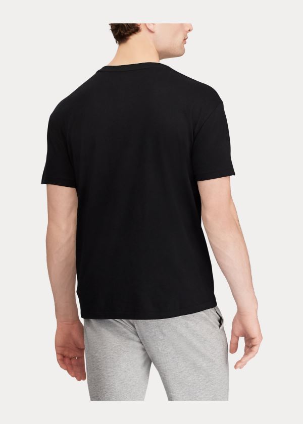 Koszulki Ralph Lauren Classic Fit V-Neck T-Shirt Męskie Czarne | OXYW8695