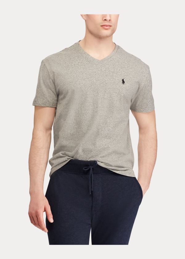 Koszulki Ralph Lauren Classic Fit V-Neck T-Shirt Męskie Szare | MPKB7747