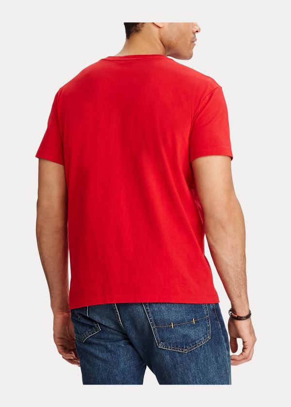 Koszulki Ralph Lauren Classic Fit V-Neck T-Shirt Męskie Czerwone | UQBJ5879