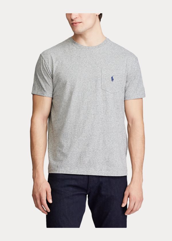 Koszulki Ralph Lauren Classic Slub Pocket T-Shirt Męskie Szare | XKMW2449