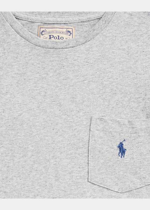 Koszulki Ralph Lauren Classic Slub Pocket T-Shirt Męskie Szare | XKMW2449