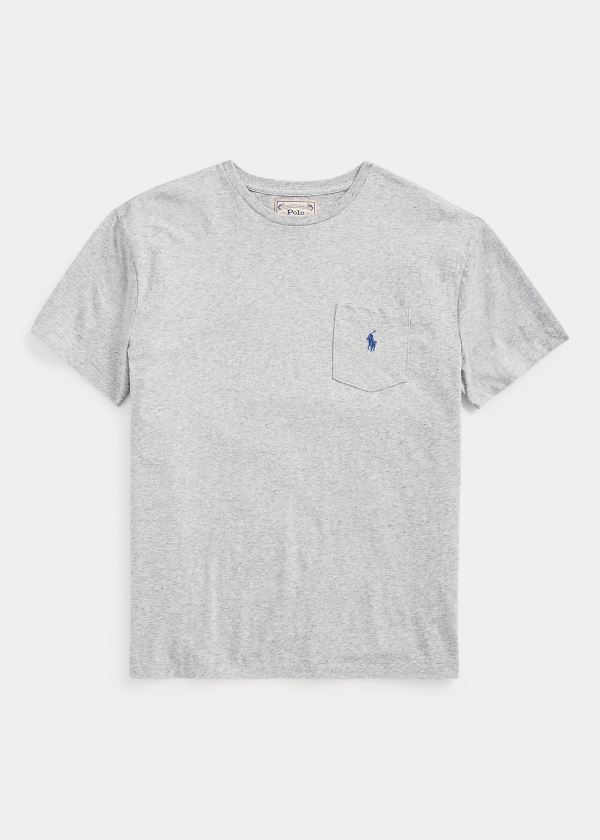 Koszulki Ralph Lauren Classic Slub Pocket T-Shirt Męskie Szare | XKMW2449