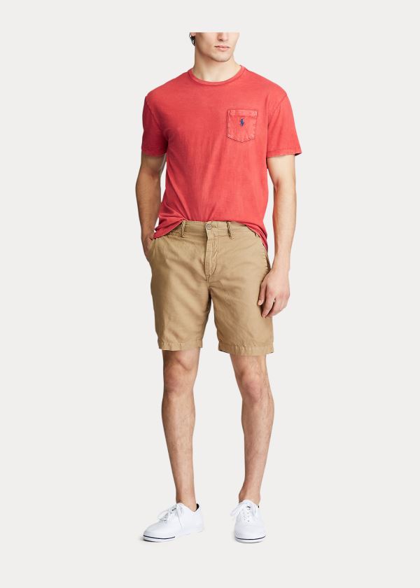 Koszulki Ralph Lauren Classic Slub Pocket T-Shirt Męskie Pomarańczowe | QPFM7776