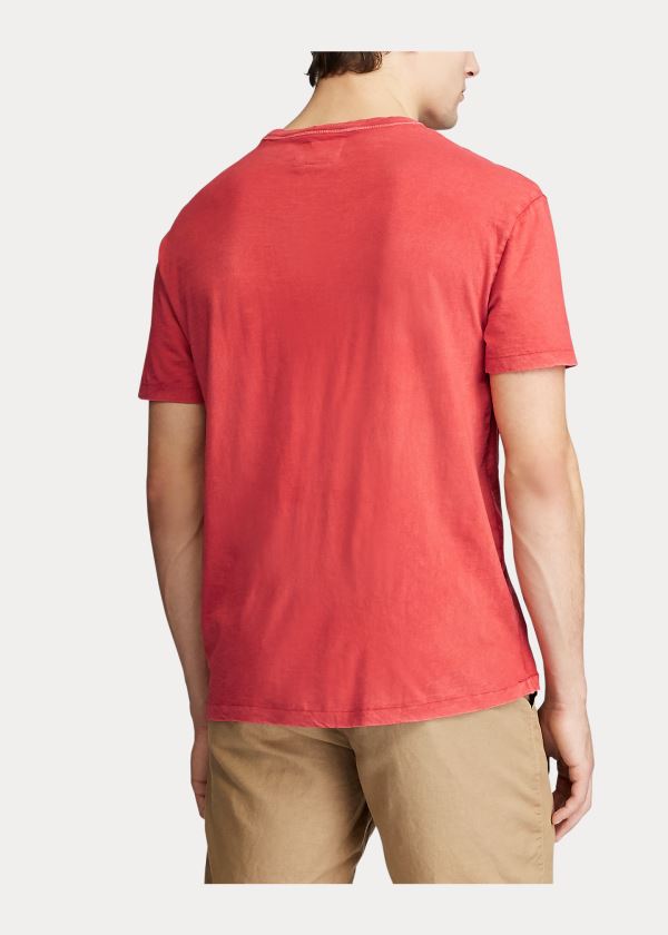 Koszulki Ralph Lauren Classic Slub Pocket T-Shirt Męskie Pomarańczowe | QPFM7776