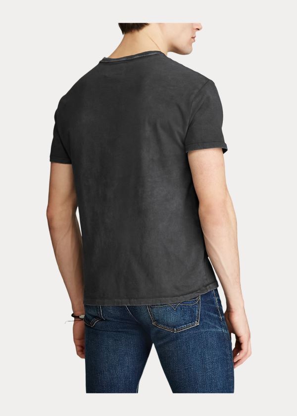 Koszulki Ralph Lauren Classic Slub Pocket T-Shirt Męskie Czarne | AJQN8647