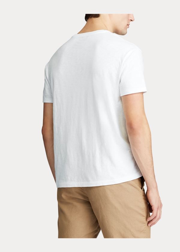 Koszulki Ralph Lauren Classic Slub Pocket T-Shirt Męskie Białe | OOZU2338