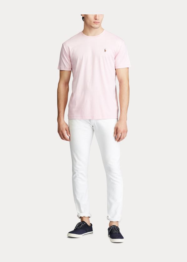 Koszulki Ralph Lauren Classic Soft Cotton T-Shirt Męskie Różowe | BOCZ5203