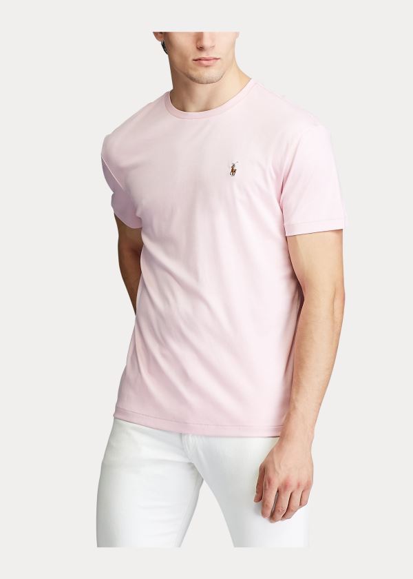 Koszulki Ralph Lauren Classic Soft Cotton T-Shirt Męskie Różowe | BOCZ5203