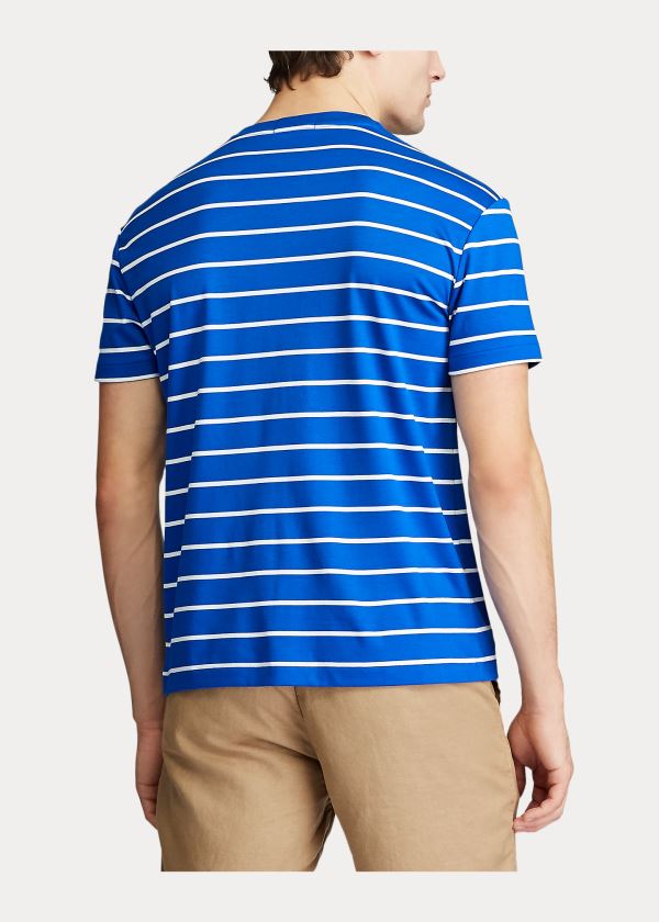 Koszulki Ralph Lauren Classic Soft Cotton T-Shirt Męskie Niebieskie Królewski Niebieski Białe | MHSX9374