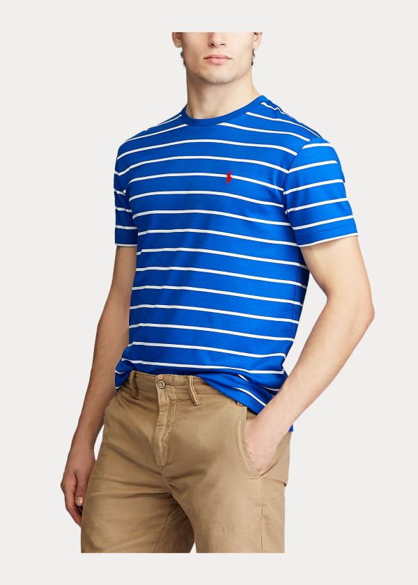 Koszulki Ralph Lauren Classic Soft Cotton T-Shirt Męskie Niebieskie Królewski Niebieski Białe | MHSX9374