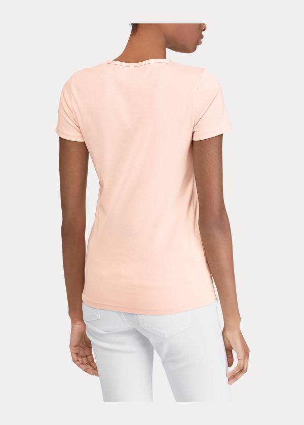 Koszulki Ralph Lauren Cotton-Blend T-Shirt Damskie Różowe | POBV1389