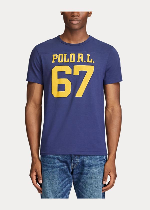 Koszulki Ralph Lauren Cotton Jersey Graphic T-Shirt Męskie Granatowe | XOLX4433