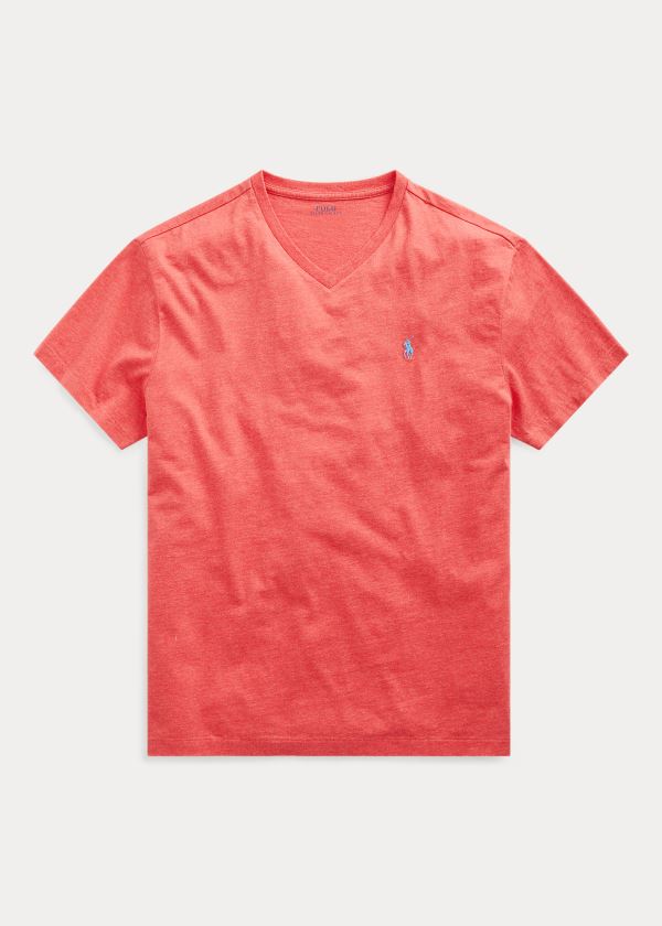 Koszulki Ralph Lauren Cotton Jersey V-Neck T-Shirt Męskie Koralowe | SEWJ6434