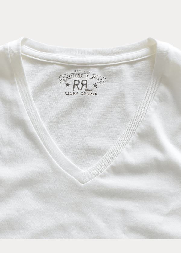 Koszulki Ralph Lauren Cotton Jersey V-Neck T-Shirt Męskie Białe | FTZX5980