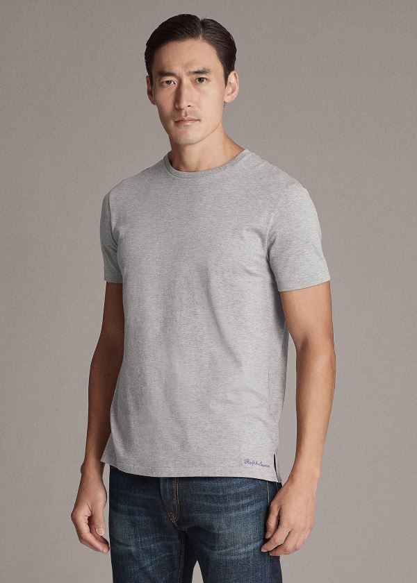 Koszulki Ralph Lauren Cotton Lisle T-Shirt Męskie Szare | XYSA5530