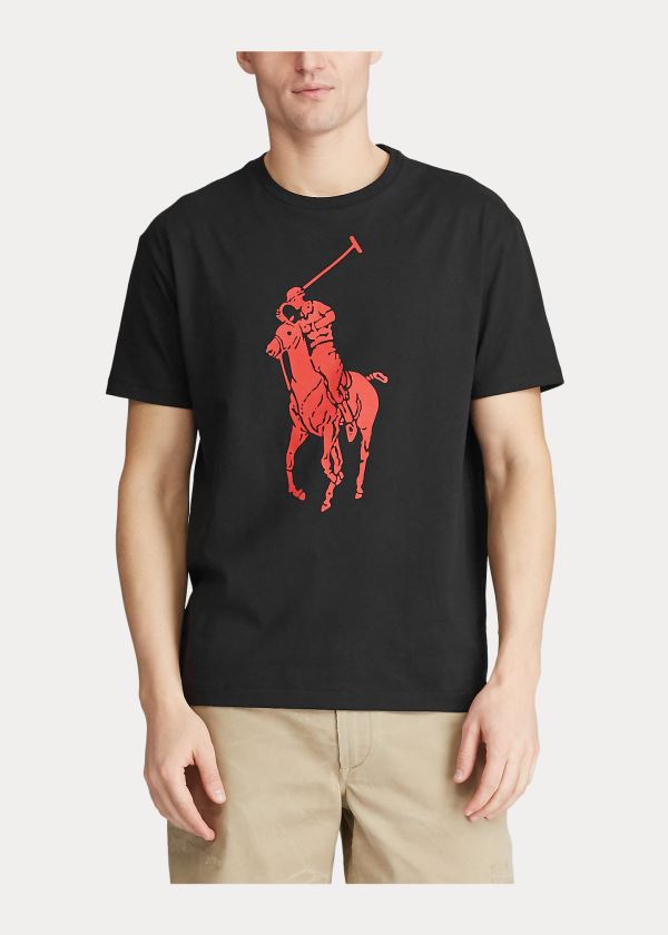 Koszulki Ralph Lauren Custom Slim Fit Jersey T-Shirt Męskie Czarne | CIOJ6761