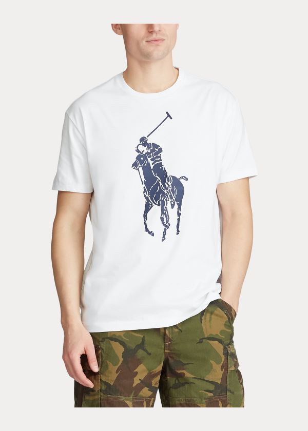 Koszulki Ralph Lauren Custom Slim Fit Jersey T-Shirt Męskie Białe | WQUN5927