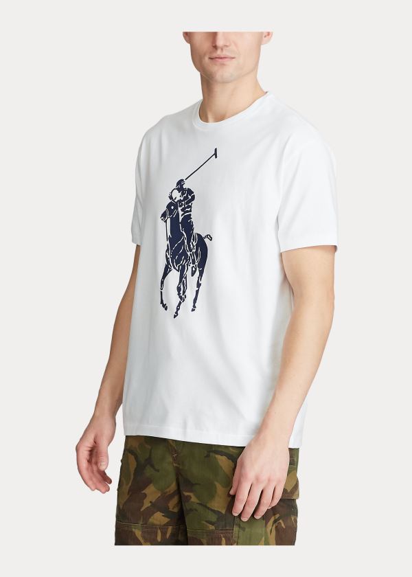 Koszulki Ralph Lauren Custom Slim Fit Jersey T-Shirt Męskie Białe | WQUN5927