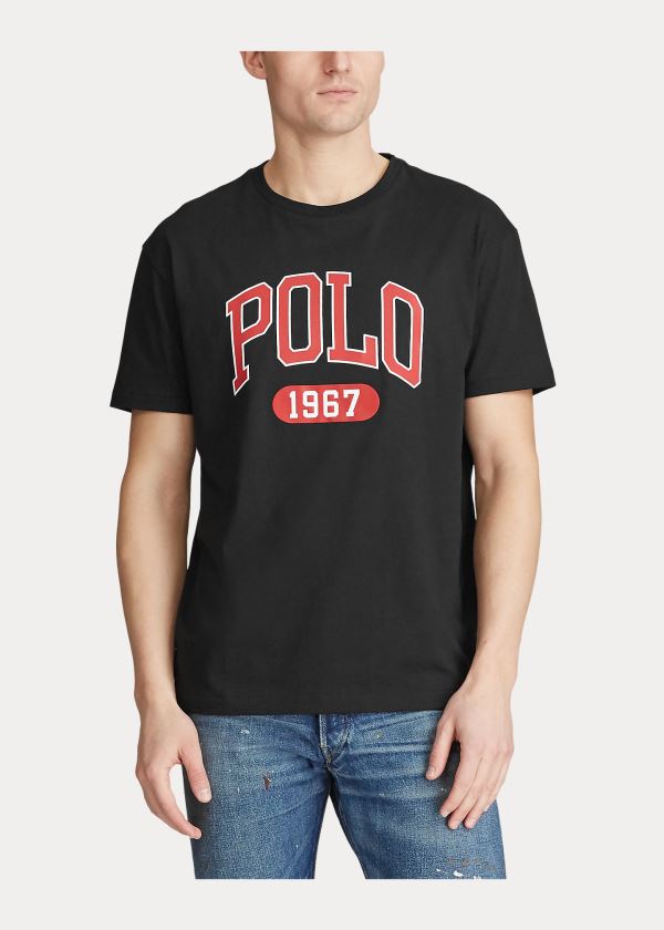 Koszulki Ralph Lauren Custom Slim Fit Logo T-Shirt Męskie Czarne | PSOC1791