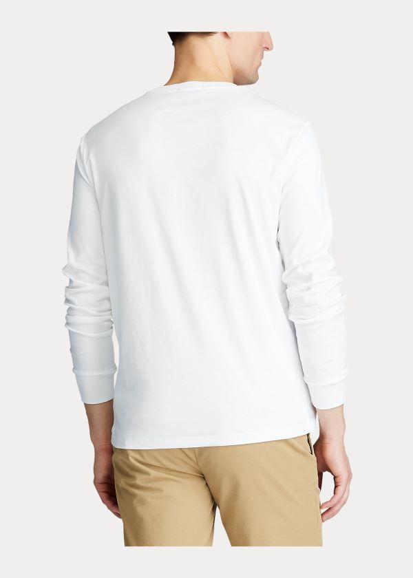 Koszulki Ralph Lauren Custom Slim Soft Cotton Tee Męskie Białe | ZEVN6093