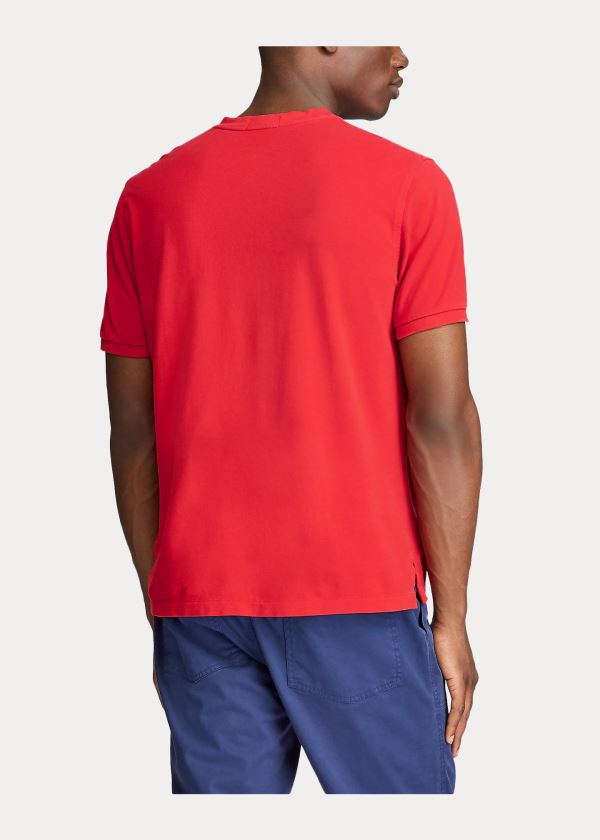 Koszulki Ralph Lauren Featherweight Mesh Henley Męskie Czerwone | NRYX6794