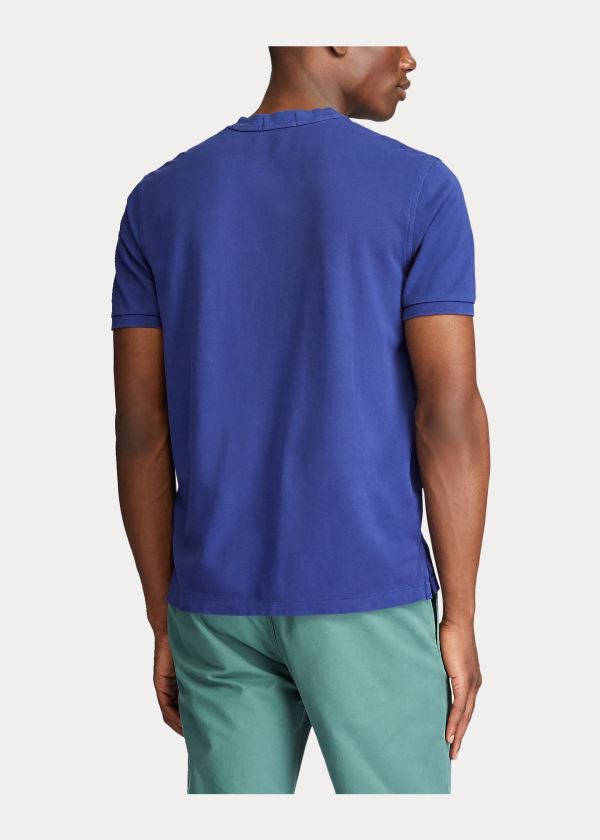 Koszulki Ralph Lauren Featherweight Mesh Henley Męskie Królewski Niebieski Niebieskie | UFQV1697