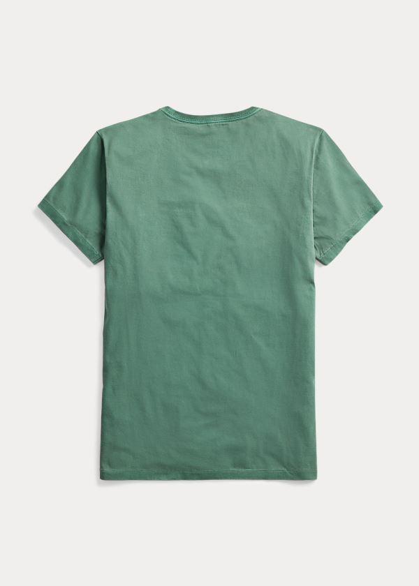 Koszulki Ralph Lauren Garment-Dyed Pocket T-Shirt Męskie Zielone | YIKK4334