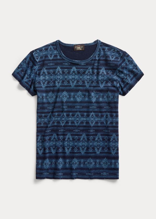 Koszulki Ralph Lauren Indigo Cotton-Linen Tee Damskie Indygo Kolorowe | YBJL2335