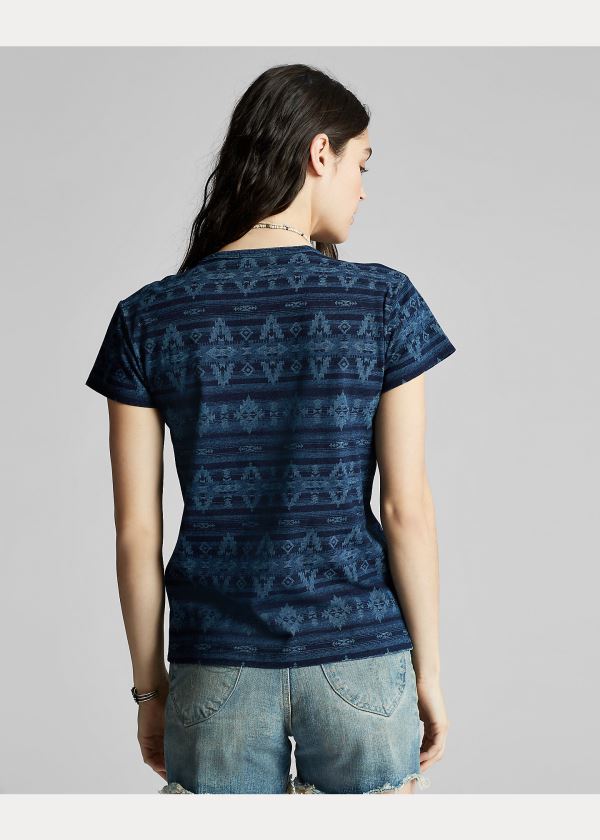 Koszulki Ralph Lauren Indigo Cotton-Linen Tee Damskie Indygo Kolorowe | YBJL2335