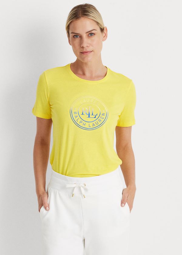 Koszulki Ralph Lauren Logo Cotton Jersey Tee Damskie Żółte | VHYL1562