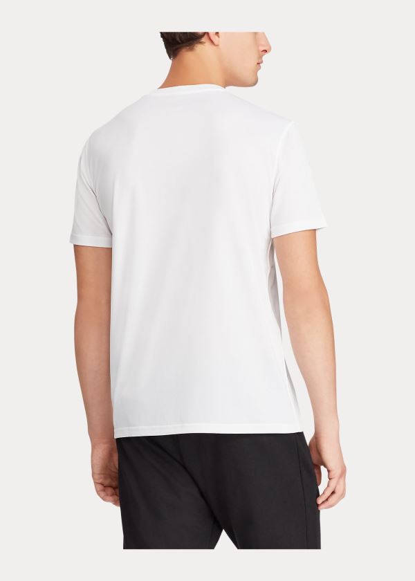 Koszulki Ralph Lauren Performance Jersey T-Shirt Męskie Białe Czarne | VCFG2487