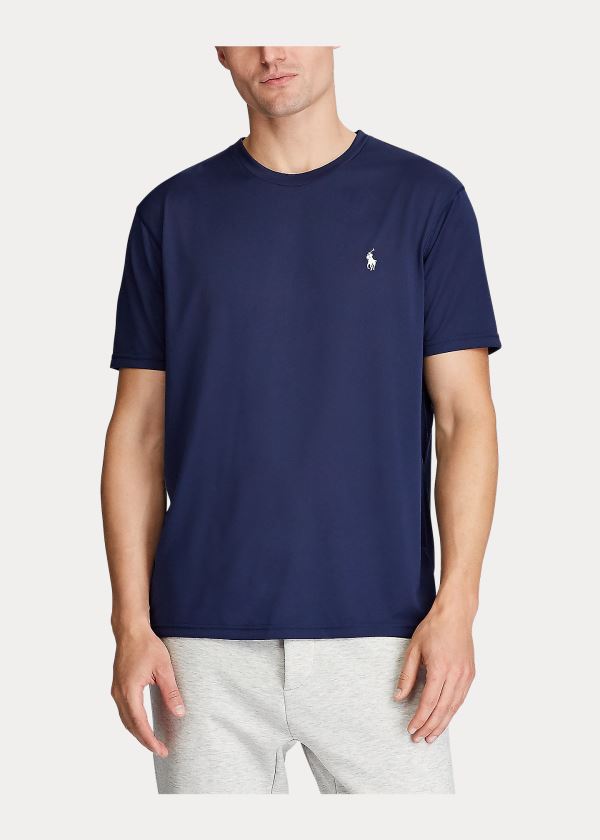 Koszulki Ralph Lauren Performance Jersey T-Shirt Męskie Granatowe | BQLR7075