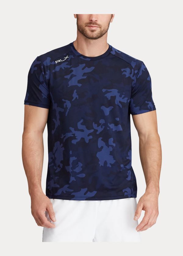 Koszulki Ralph Lauren Performance Jersey T-Shirt Męskie Niebieskie | JGWA5868