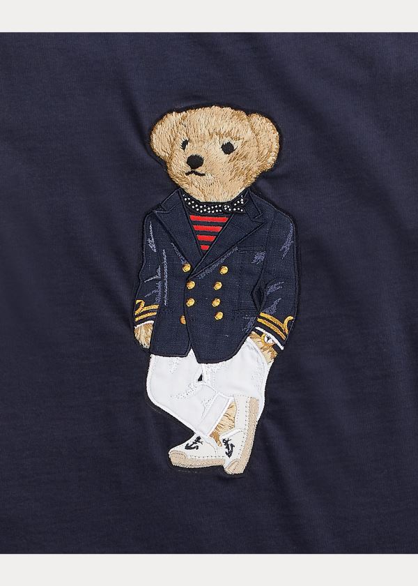 Koszulki Ralph Lauren Polo Bear Jersey T-Shirt Męskie Granatowe | PDTA6693